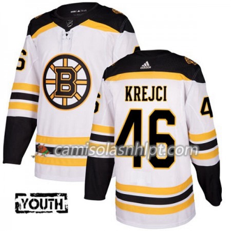 Camisola Boston Bruins David Krejci 46 Adidas 2017-2018 Branco Authentic - Criança